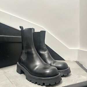 Versace Black Leather Chunky Boots